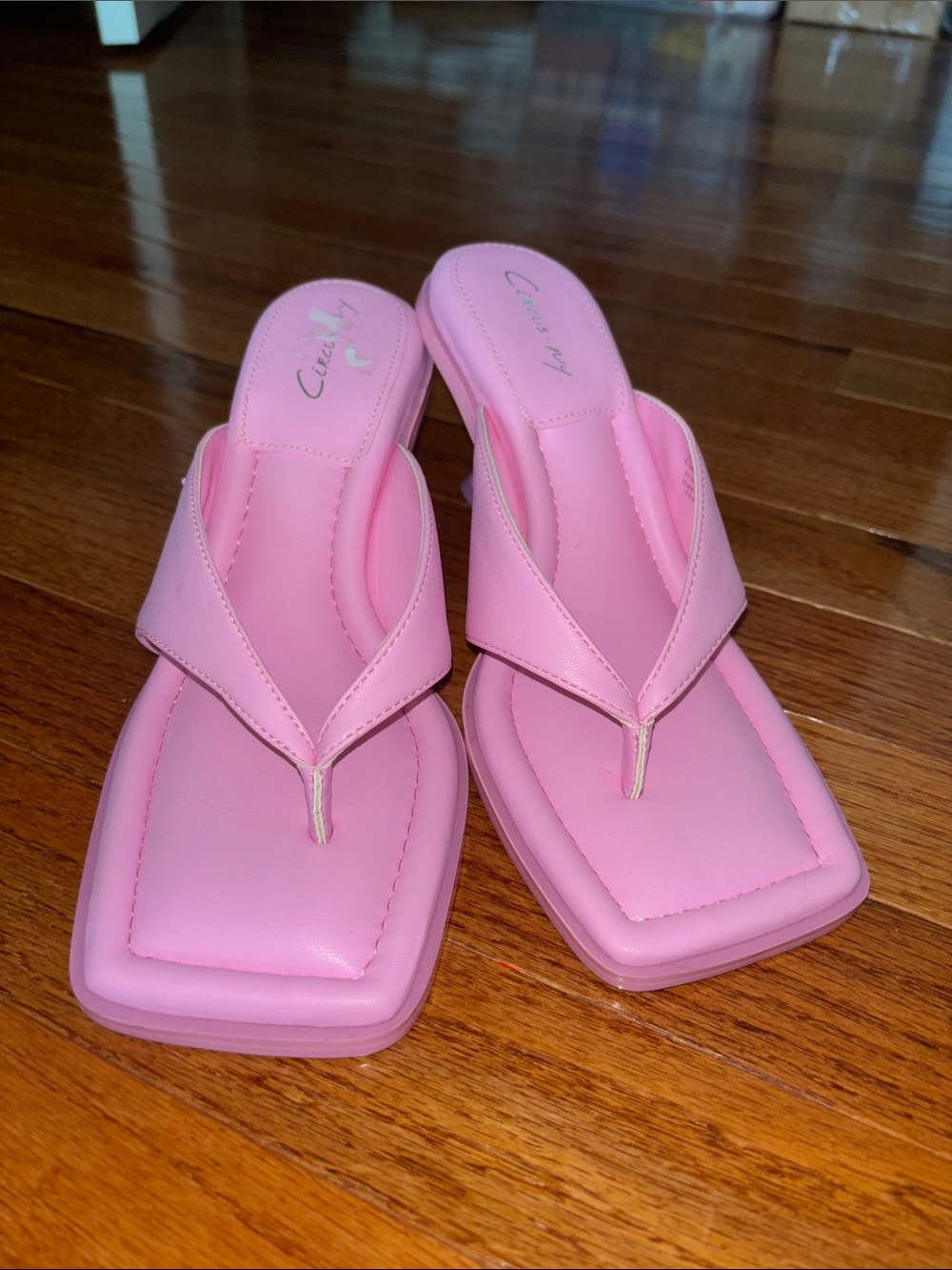 Circus by Sam Edelman Pink Square Toe Flip Flop Frances Heeled Sandal Size 6.5 - Picture 6 of 7
